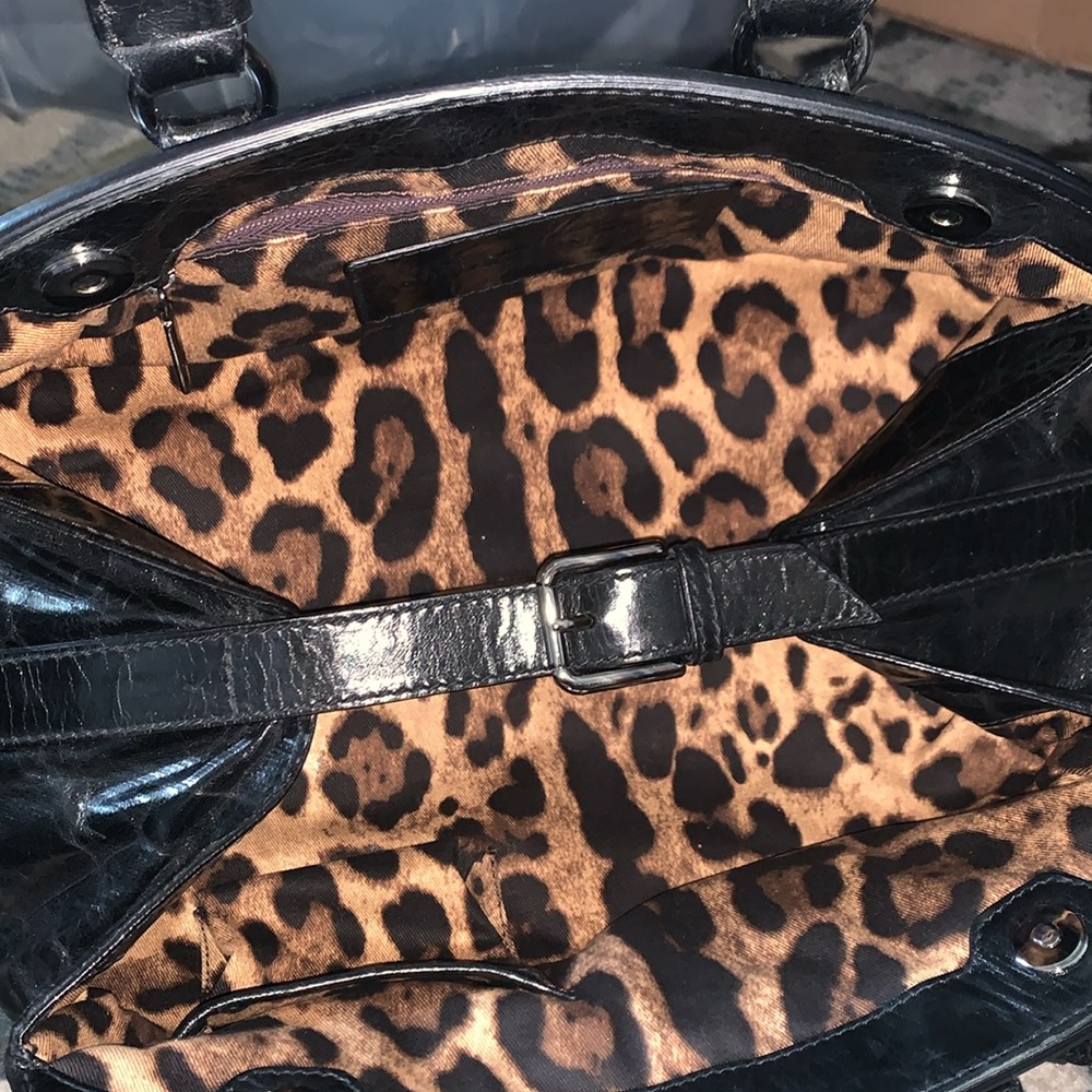 Dolce & Gabbana Black leather and Leopard Print Handbag with charm Authentic VGC - Picture 5 of 17